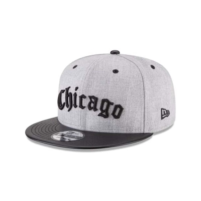 Grey Chicago Bulls Hat - New Era NBA Heather Script 9FIFTY Snapback Caps USA8495160